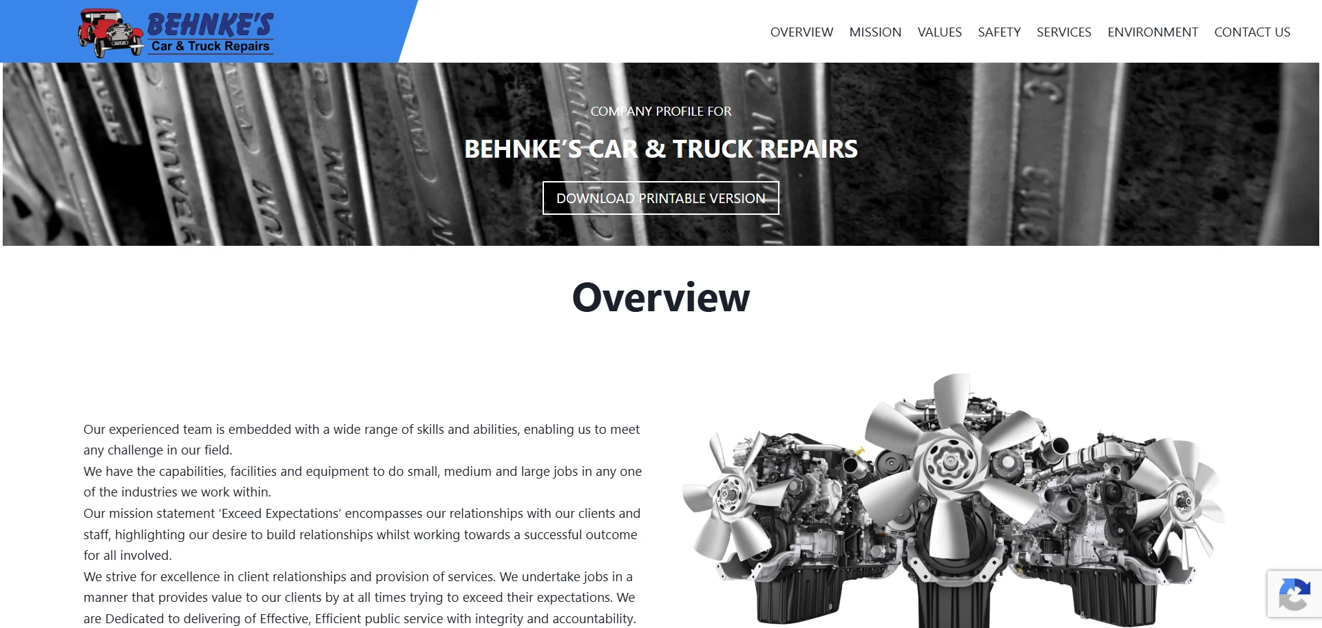 Behnke's Car and Truck Repairs website
