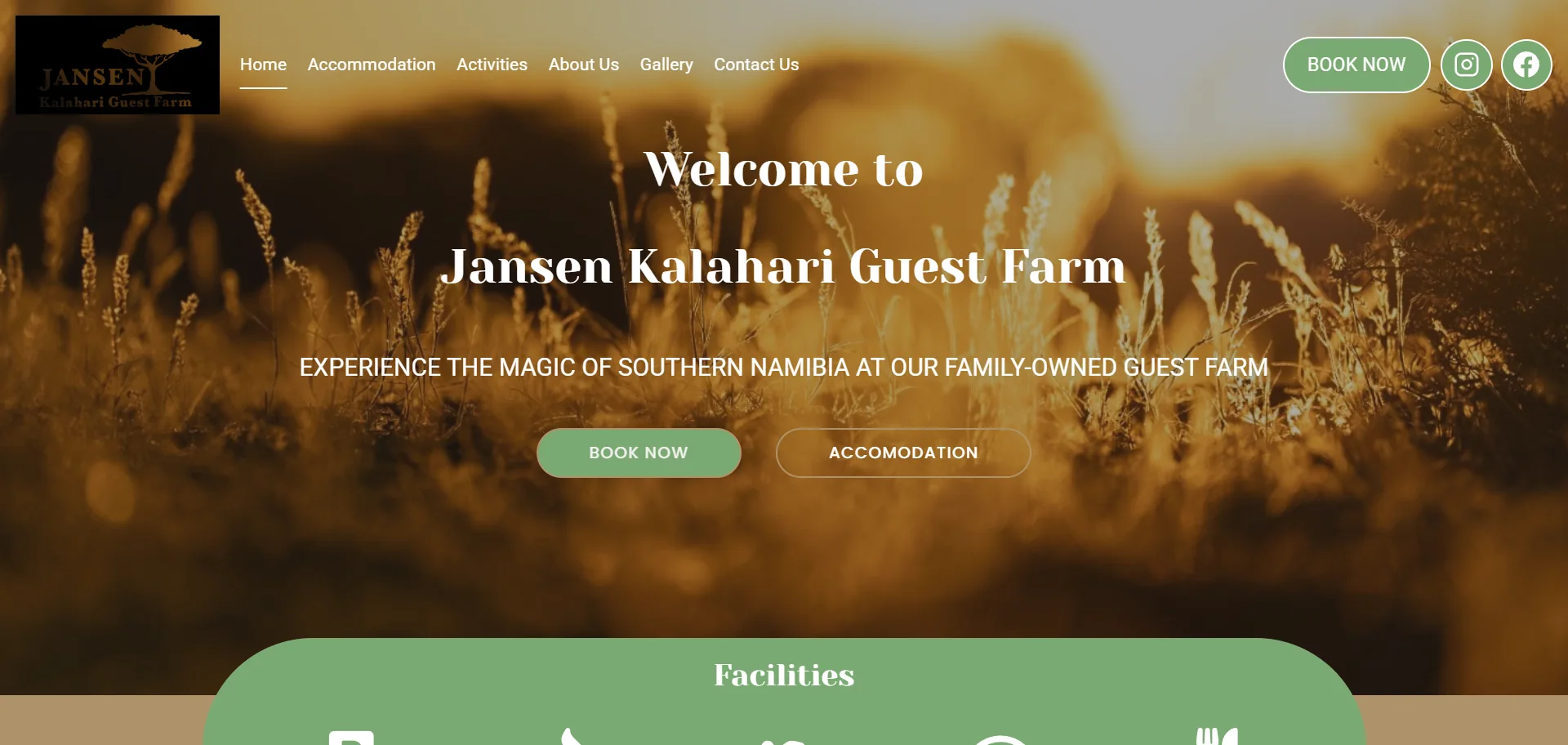 Jansen Kalahari Guest Farm website